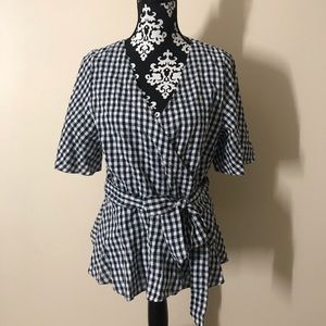 LOFT | Gingham Wrap Top